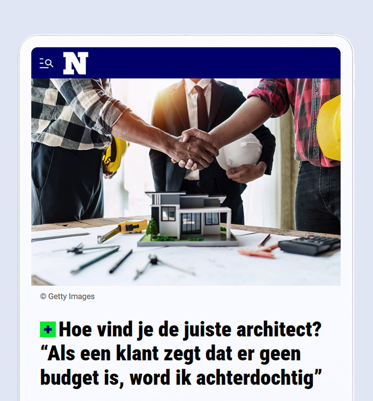 Nieuwsblad juiste architect